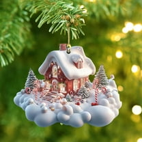 Wooowa Christmas House Acrylic Ornament 3.5" Durable Clear Material Shelf Window Party Decor 2025 Popular Holiday Accent Classic Festive Vibe for Home & Festive Celebrations