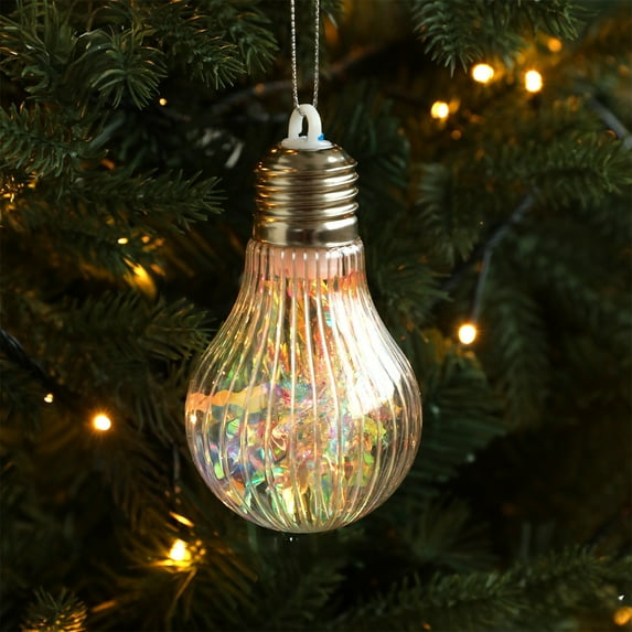 Wooowa Christmas Light-Up LED Glitter Ball Ornaments, Festive Hanging Decor for Xmas Trees & Holiday Ambiance