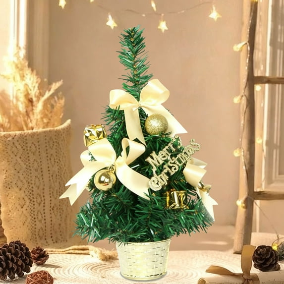 Wooowa Christmas Mini Tabletop Tree Figurines, Festive Small Decor for Desks & Countertops