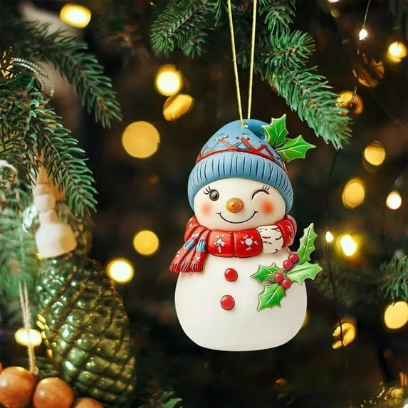 Wooowa Christmas Snowman Hanging Ornaments, Festive Decorative Pendants for Xmas Tree, Holiday Home Accents for Living Room Mantel and Indoor Decor