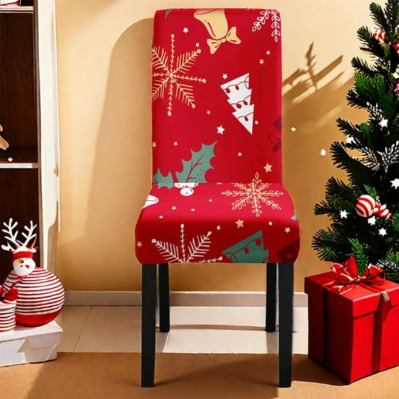 Wooowa Christmas Stretch Dining Chair Covers, Washable Kitchen Chair Slipcovers Protector, Festive Holiday Party Chair Decor for Dining Room & Office