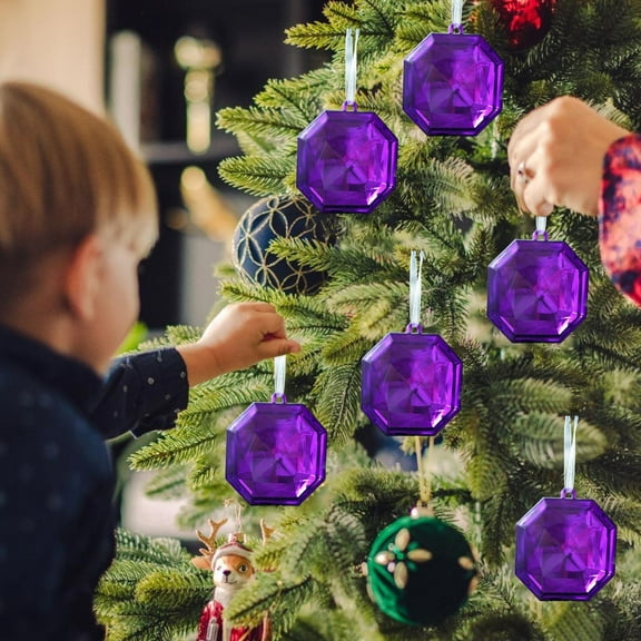 Wooowa Christmas & Valentine's Day Gem Ornaments, Sparkling Plastic Pendants for Xmas Tree Branches & Festive Decor