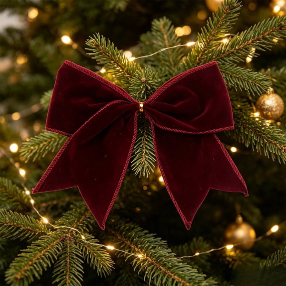 Wooowa Christmas Velvet Tassel Bow Decorations 12 Pcs Holiday Bow Ornaments for Christmas Tree Garland Gift Wrapping and Indoor Home Decoration