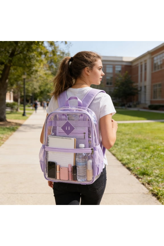 Clear PVC Backpack Durable Transparent Carry Bag for Public Events Security Screening Spacious Design for Outdoor and Daily Use