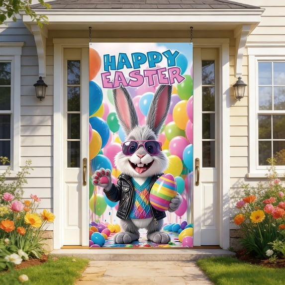 Wooowa Easter 180x90cm Door Festival Party Decoration Door Hanging Cover, for Polyester Material Home Door and Entryway Decor