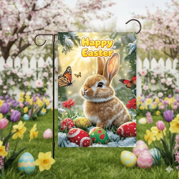 Wooowa Easter 2026 Garden Flag for Outdoor Hanging Decor, for Garden Courtyard and Home Exterior Decoration