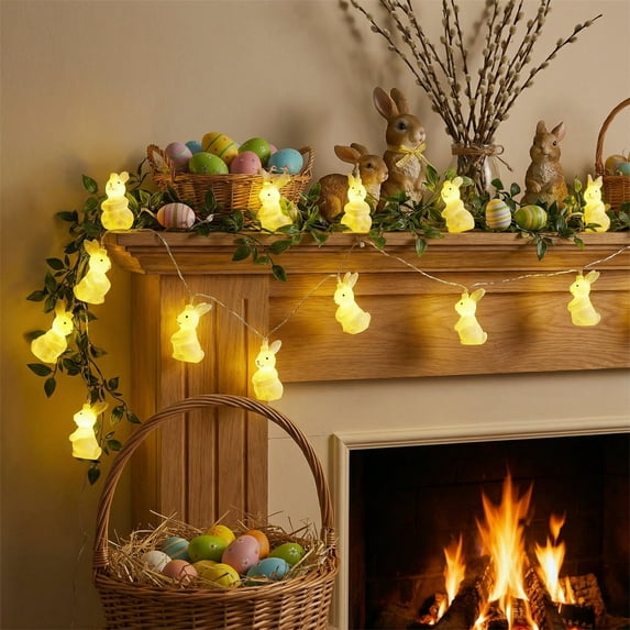 Wooowa Easter 3m Bunny LED String Light Mini Glow Design Festive Scene Ambiance Home Party Decor Easter Accent