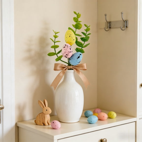 Wooowa Easter Artificial Egg Stem Pick, Decorative Branch for Tree and Vase Display, Spring Floral Accent for Holiday Dinner Table and Home Interior Styling