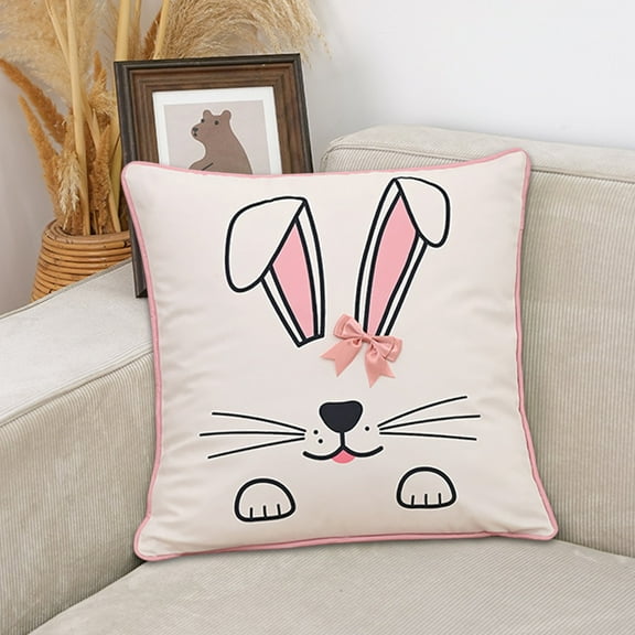 Wooowa Easter Bunny Egg Double Sided Pillow, Soft Cushion for Sofa Bed Headrest, Festive Holiday Gift for Living Room Office