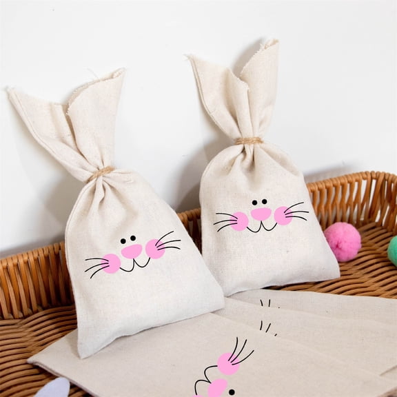 Wooowa Easter Bunny Themed Party Gift Bags Craft Decor Treat Pouch Home Tabletop Party Favor Spring Holiday Festival Decoration Accent