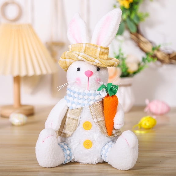 Wooowa Easter Carrot Bunny Doll Plush Craft Vivid Design Soft Texture Living Room Bedroom Tabletop Decor Easter Ambiance Accent Supply