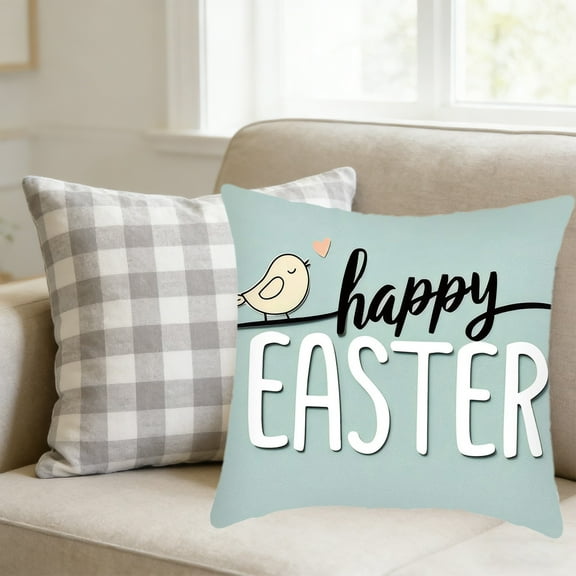 Wooowa Easter Cushion Cover with Hidden Zipper Closure, for Family Gift Home Bedroom Living Room Office Decor