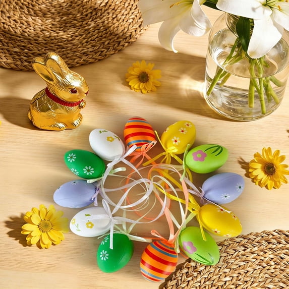 Wooowa Easter Festival 12Pcs Speckled Egg Decor Set, for Party Basket Filler Table Setting And Home Decor