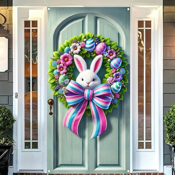 Wooowa Easter Festival Large Size Door Curtain Backdrop, for Party Room Garden Wall and Holiday Background Decor