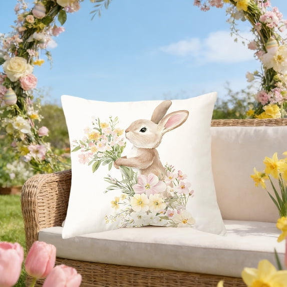Wooowa Easter Pillow Cover Home Decor with Egg Patterns, for Festival Decoration and Sofa Cushion Cover