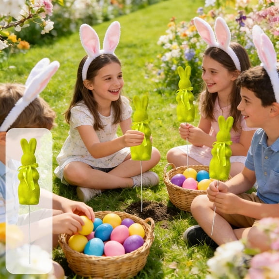 Wooowa Easter Simulated Short Fleece Bow Little Bunnys Home Small Branch Garden Courtyard Decoration For Outdoor Easter Accent