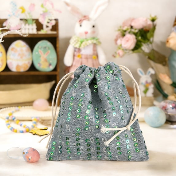 Wooowa Easter Small Item Dustproof Storage Bag Durable Fabric Craft Easter Candy Gift Packaging Pocket Easter Party Supply Accent
