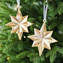 Wooowa Gold Sparkling Acrylic Gem Star Ornaments, Festive Hanging Pendants for Xmas Tree Decor
