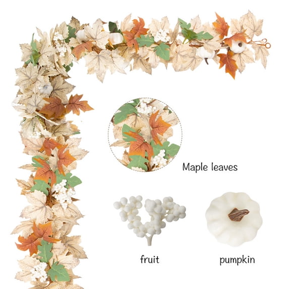 Wooowa Halloween Artificial Maple Leaf Pumpkin Vines 69 Inch for Dining Table Thanksgiving Fall Seasonal Home Decor
