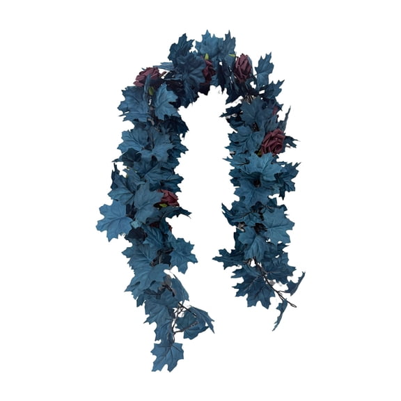 Wooowa Halloween Artificial Maple Leaf Vine 68.9 Inch Blue for Stair Dining Table Fireplace Fall Decor