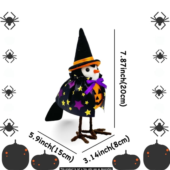 Wooowa Halloween Bird Ornament Set Festive Decoration for Window Display Tabletop Shelf Home Party Prop