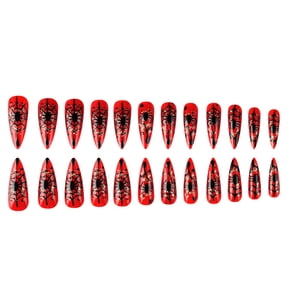 Wooowa Halloween Press On Nails Set Goth Spider Web for Women Halloween Party Accessory