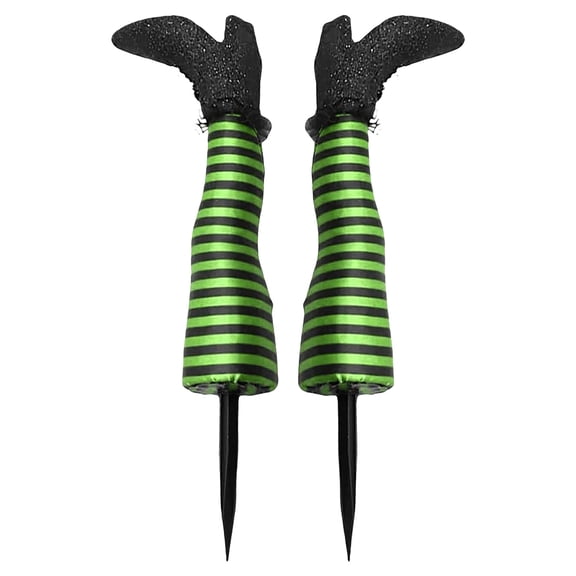 Wooowa Halloween Prosthetic Witch Leg Garden Decoration Foam 17 Inch with Stake Set of 2 for Yard Lawn Outdoor Display