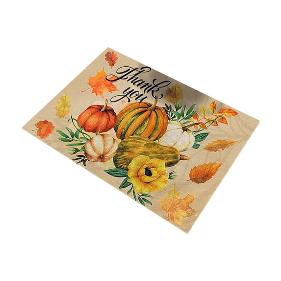 Wooowa Halloween Pumpkin Maple Leaf Placemat 15.7x11.8 Inch Rubber for Dining Table Kitchen Thanksgiving Decor
