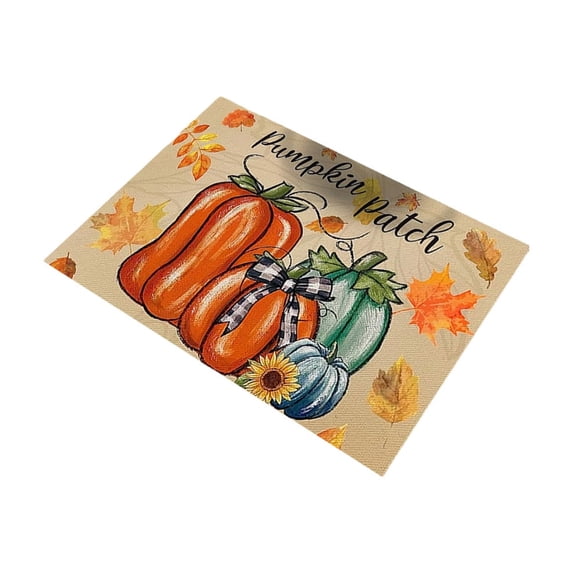 Wooowa Halloween Pumpkin Maple Leaf Placemat 15.7x11.8 Inch Rubber for Dining Table Kitchen Thanksgiving Decor