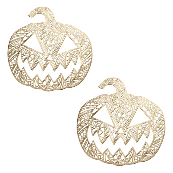 Wooowa Halloween Pumpkin Placemat Set of 2 PVC 14.9 Inch Hollow Out Waterproof for Dining Table Kitchen Holiday Party Decor