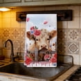 thumbnail image 1 of Wooowa Highland Cow Pattern Dish Towel Soft Decorative Hand Towel for Kitchen and Bathroom, 1 of 6