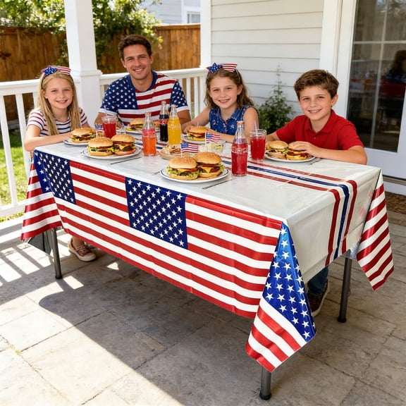 Wooowa Independence Day Red White Blue Disposable Party Tableware Set Fit for 4th Of July Decorations Patriotic Decor Suitable for Family Gathering Holiday Festival Layout