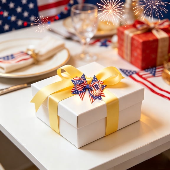Wooowa Independence Day Wreath Ribbon Bow Ornament Fit for 4th of July Decorations Patriotic Decor Suitable for Courtyard Door Window Wall Holiday Festive Ornament