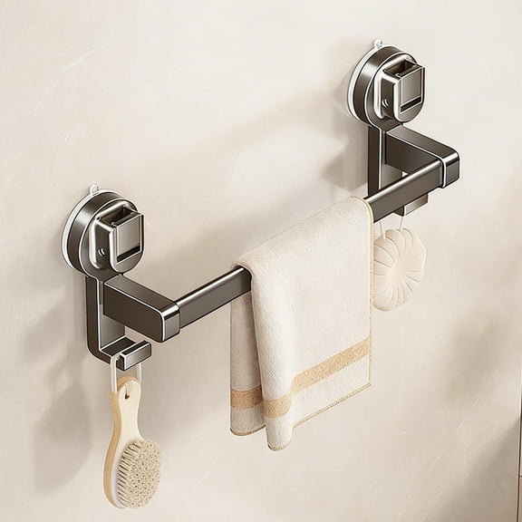 Wooowa No-Drill Suction Cup Towel Bar - Wall-Mounted Towel Rack, Removable Organizer for Bathroom & Kitchen