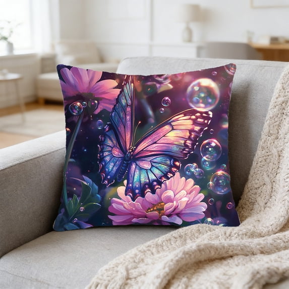 Wooowa Spring Butterfly Pattern Pillowcase Soft Throw Pillow Cover for Sofa Chair Spring Home Bedroom Decor
