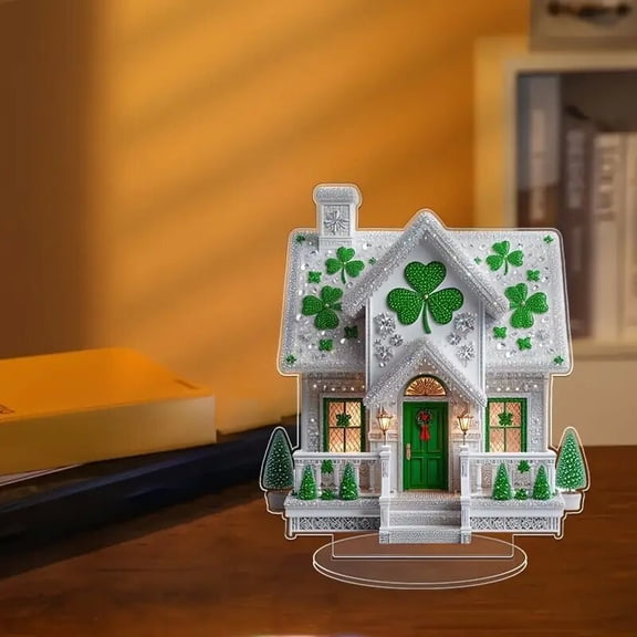 Wooowa St. Patrick's Day Castle Transparent Acrylic Wall Decor Craft Ornament Home Room Wall Porch Mantel Holiday Festival Scene Layout Decoration
