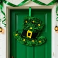 thumbnail image 1 of Wooowa St. Patrick's Day Green Shamrock Hat Ornament Handcrafted Design Door Hanging Wall Decor Irish Holiday Party Accent, 1 of 7