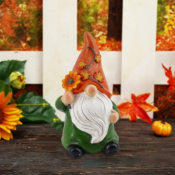 Wooowa Thanksgiving Faceless Gnome Figurine - Harvest Pumpkin Theme Resin Craft for Fall Home Decor & Holiday Accents