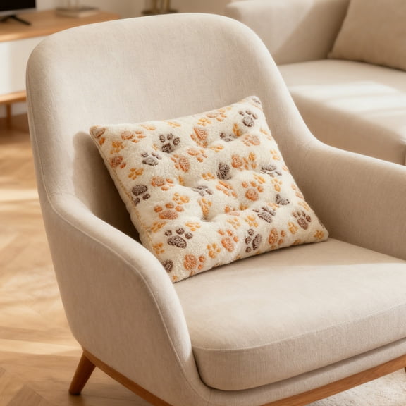 Wooowa Thick Warm Plush Chair Pad 15.7x15.7 Inches - Cozy Seat Cushion for Winter Office & Home Use, Soft Comfort Accessory