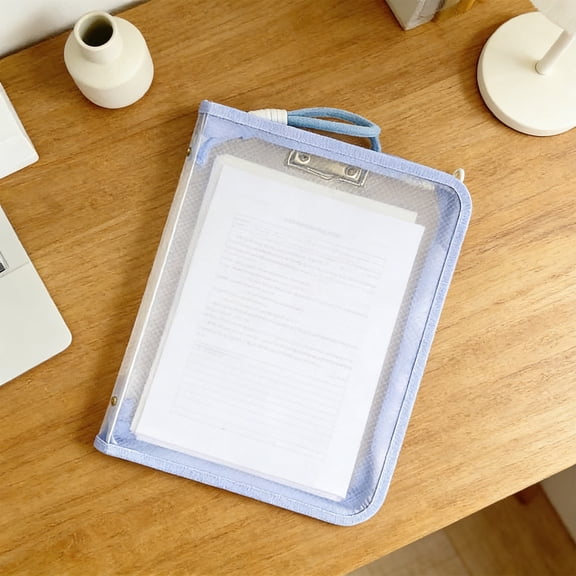 Wooowa Transparent Zipper Closure Tote Bag A4 Size Document Pouch for Paper Storage Office Files and Daily Organizing Use