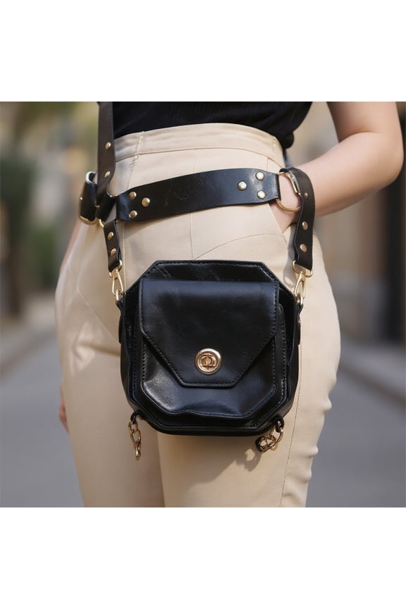 Waist Bag Fanny Pack Fashion PU Shoulder Crossbody Messenger Bags Thigh Leg Hip Holster Purse Travel Pouch Hiking Sport Chain Bags for Women Men