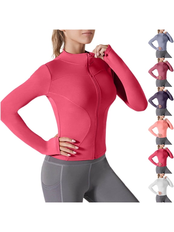 Women's Athletic Jackets Lightweight UV Protection Shirts Full Zip Workout Jacket Long Sleeve Sun Shirt