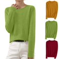 thumbnail image 1 of Wooowa Women's Sweaters Long Sleeve Round Neck Top Soft Lightweight Basic Solid Color Knitted Pullover Sweater, 1 of 6