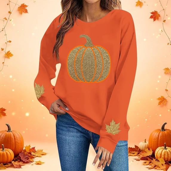 Wooowa Womens Autumn/Winter Sweatshirts Halloween Casual Pullover Tops Oversized Long Sleeve Crewneck Shirts
