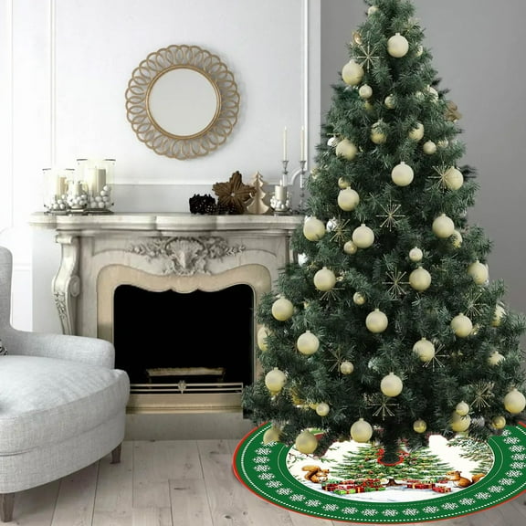 Wooowa Xmas Tree Skirt Decoration Snowflake Design Christmas Tree Skirt Apron Mat