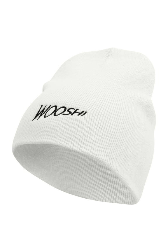 Woosh Embroidered Short Beanie - White OSFM