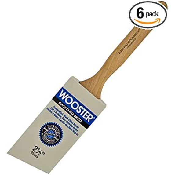 Wooster 2.5" Pro Classic Black China Bristle Angle Sash Paintbrush 6-Pack # Z1293-2.5-6PK