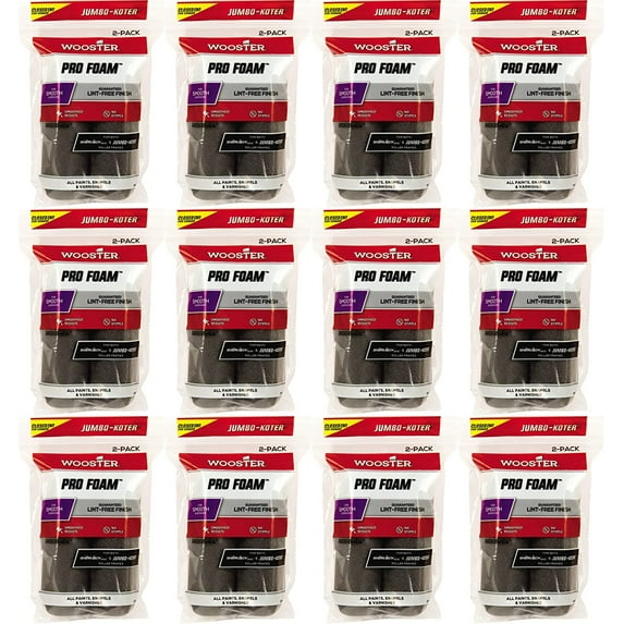 Wooster 4.5" Jumbo-Koter Pro Foam Closed-End 12 Sets Of 2-Pack Roller Cover # RR308-4.5-12PK