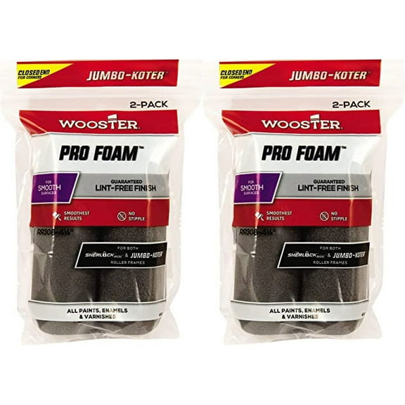 Wooster 4.5" Jumbo-Koter Pro Foam Closed-End 2 Sets Of 2-Pack Roller Cover # RR308-4.5-2PK