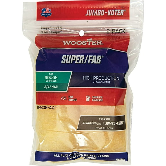 Wooster 4.5" Jumbo-Koter Super/Fab 3/4" Nap 2-Pack Roller Cover # RR309-4.5